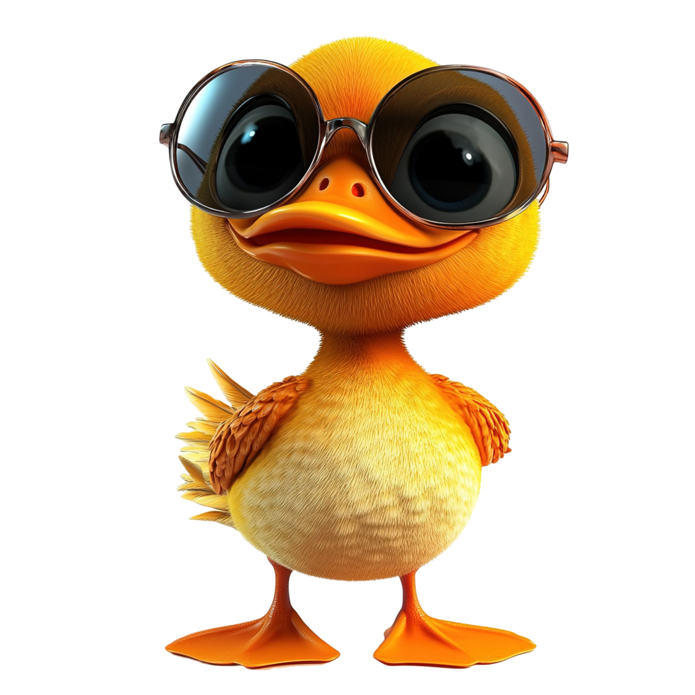 A Cute Yellow Duckling Wearing Sunglasses png