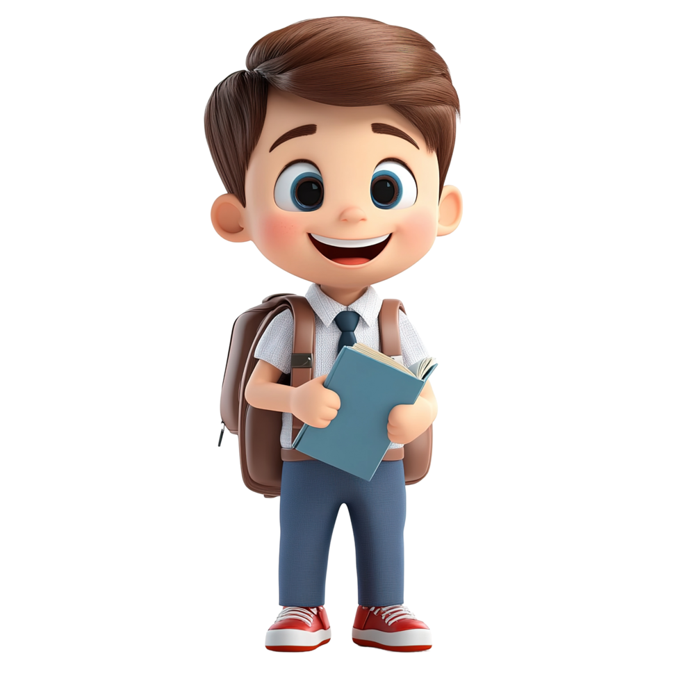 Happy Schoolboy Holding Book Backpack Ready For Class png
