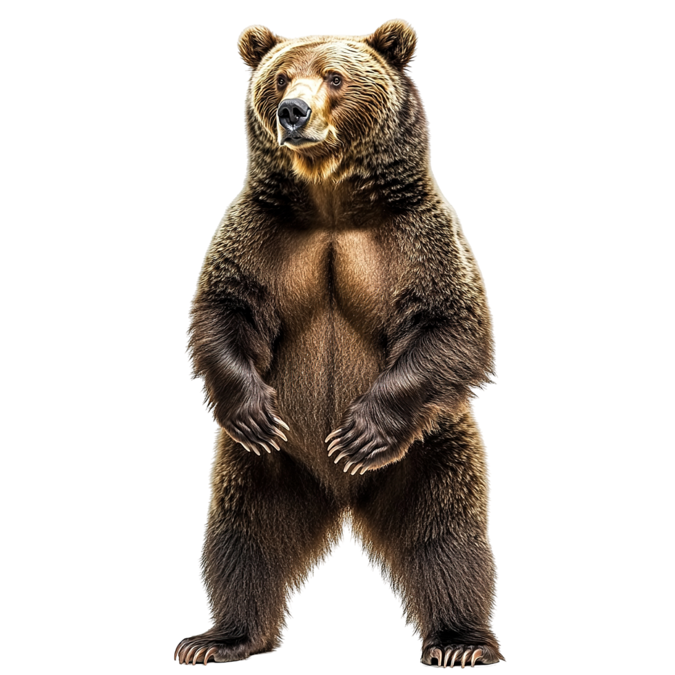 Majestic Brown Bear Standing Tall, Isolated on Transparent Background png