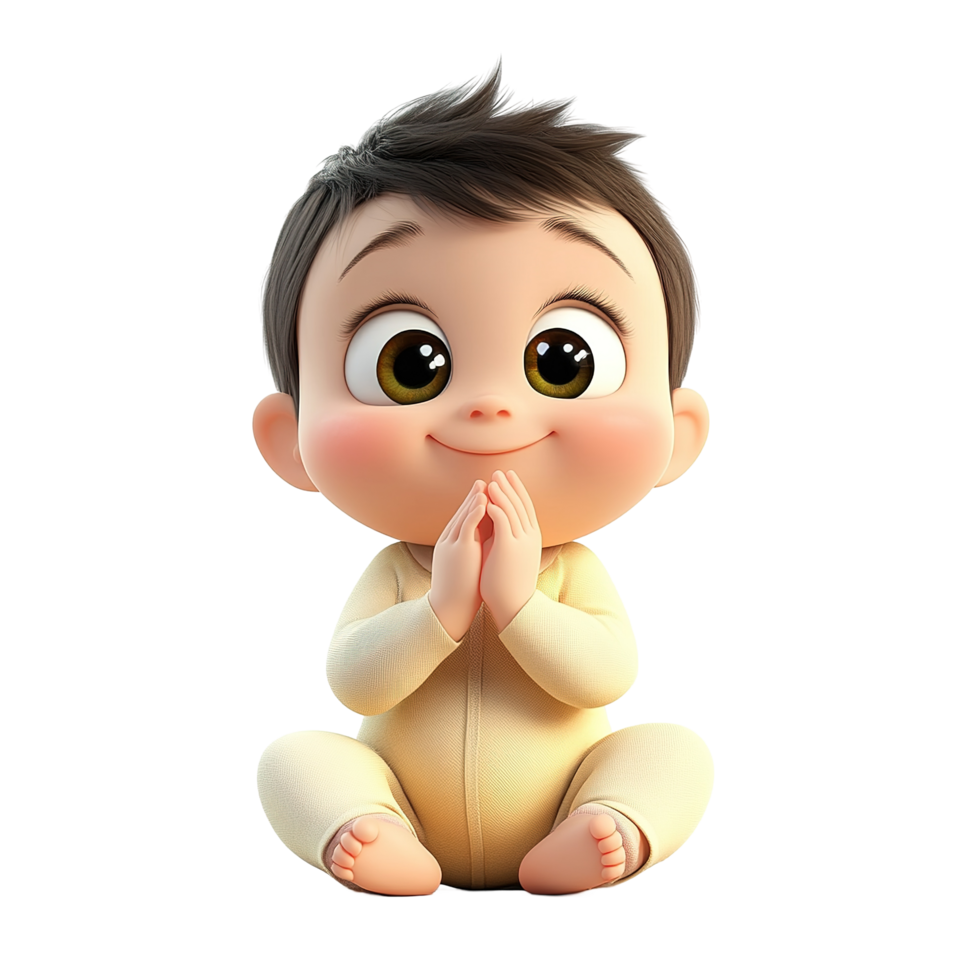 Adorable Baby Sitting Clasping Hands Together png