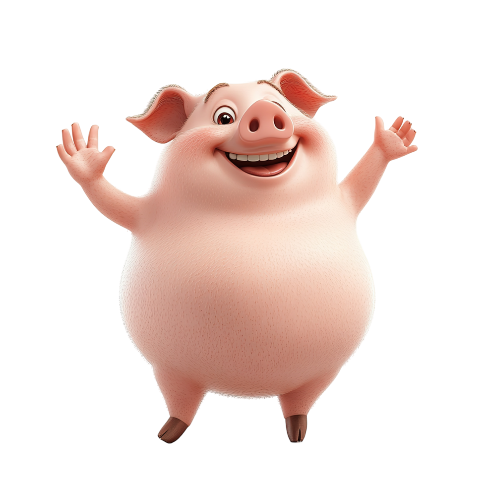 A Happy Cartoon Pig Welcomes With Open Arms png