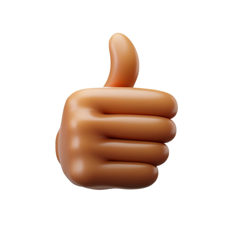 A three dimensional rendering of a thumbs up hand gesture, Isolated on Transparent Background png