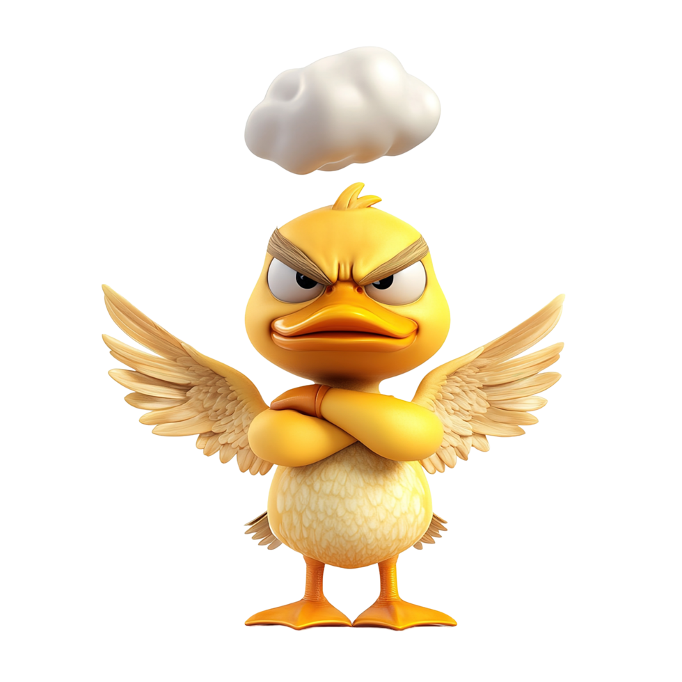 An Angry Duckling With Wings And A Chef Hat Above It png