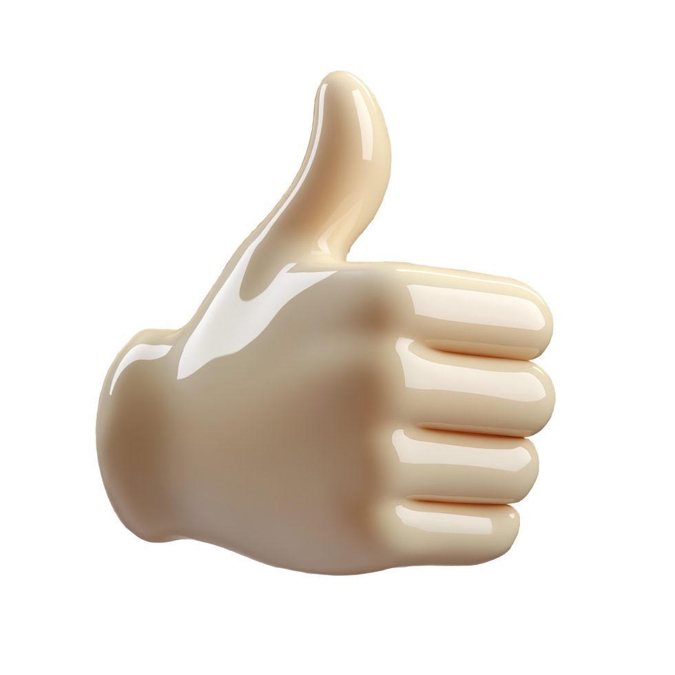 Creamy Beige Thumbs Up Hand Gesture Isolated on Transparent Background png