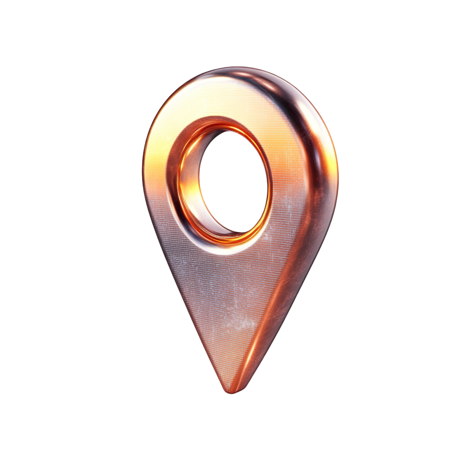 Metallic Copper Location Marker Icon Design Isolated on Transparent Background png