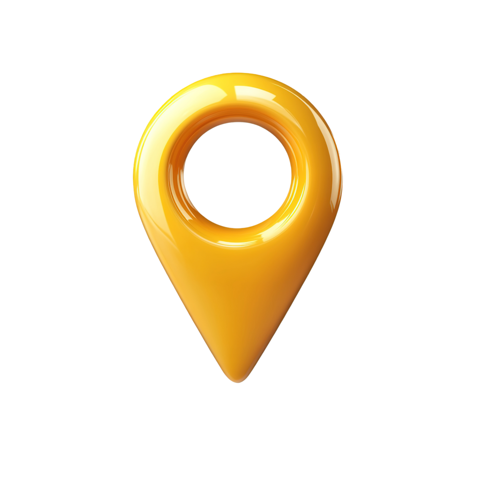 Glossy Yellow Location Marker Icon Design Isolated on Transparent Background png