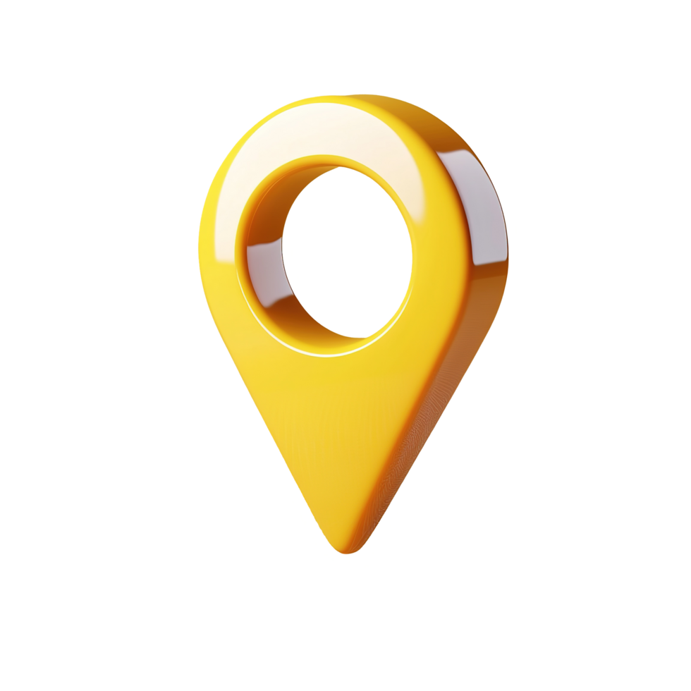 A Glossy Yellow Three Dimensional Location Marker Isolated on Transparent Background png