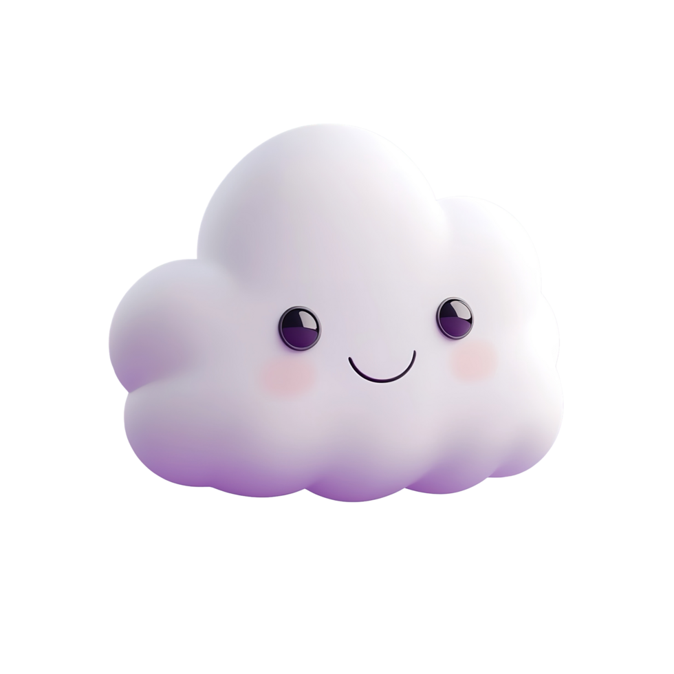 Happy Smiling Cartoon Cloud Character Design Isolated on Transparent Background png
