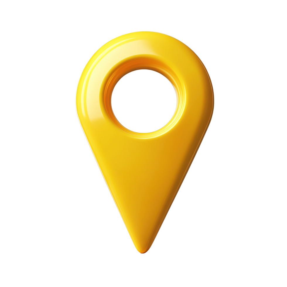 A three dimensional yellow location marker icon, Isolated on Transparent Background png