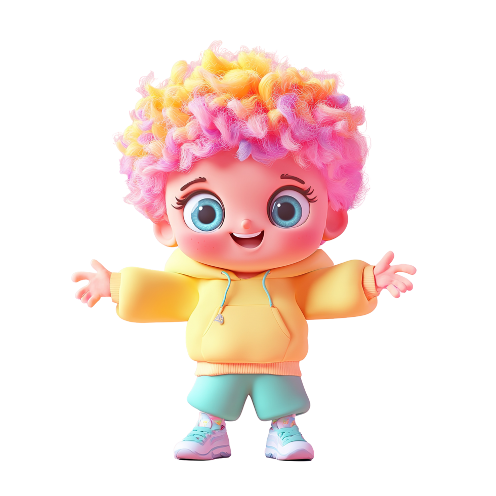 Happy Cartoon Child Welcoming With Open Arms Isolated on Transparent Background png