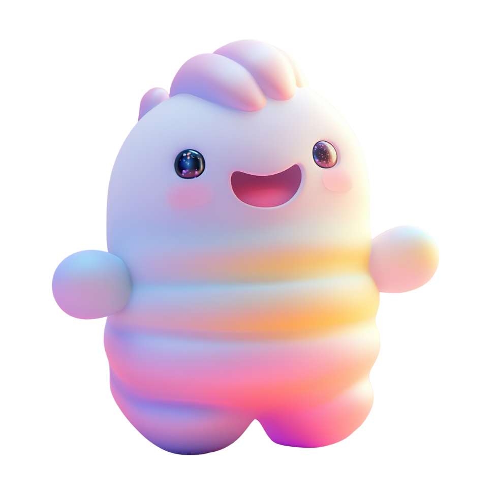 Happy Pastel Creature Digital 3D Render Isolated on Transparent Background png