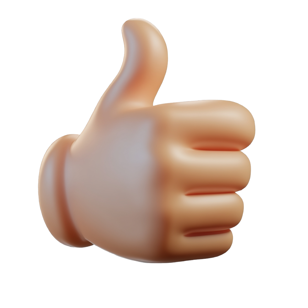 A three dimensional model of a thumbs up hand gesture png