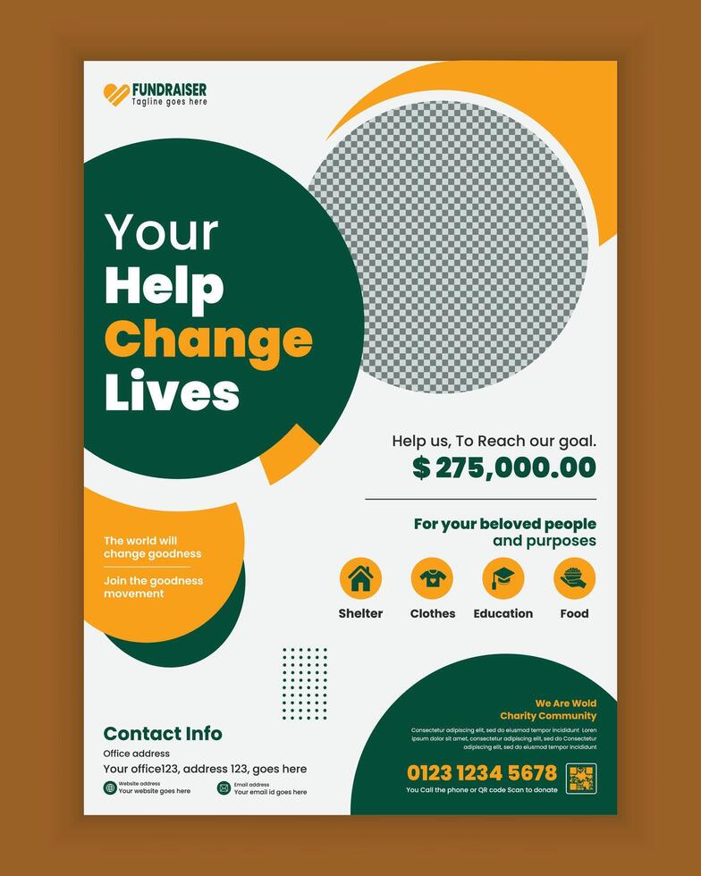Charity activities, donation event flyer design, or Fundraiser Poster template vector