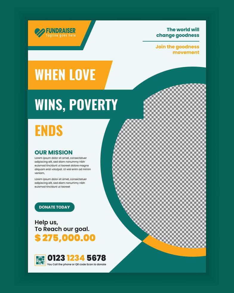 Charity activities, donation flyer design, or Fundraiser Poster template vector