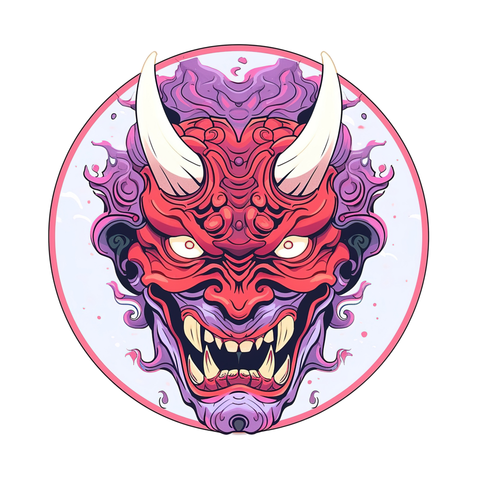 Oni Mask Japanese Demon Art Design Illustration Isolated on Transparent Background png
