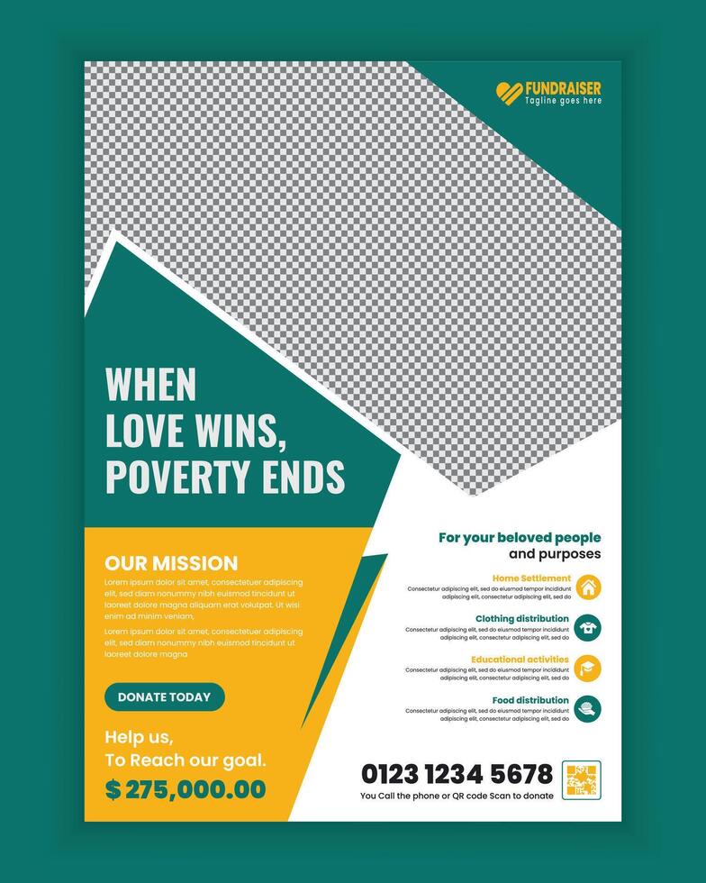 Charity and donation flyer Template design vector