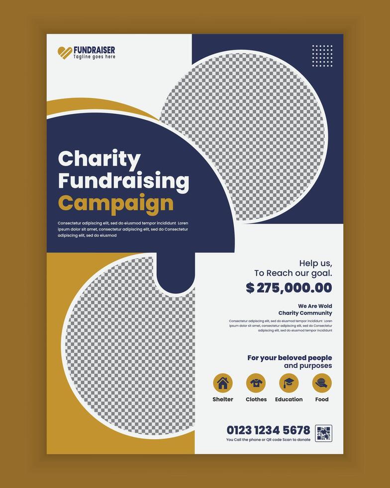 Flyer design for a charity poster event that says Helping your charity vector