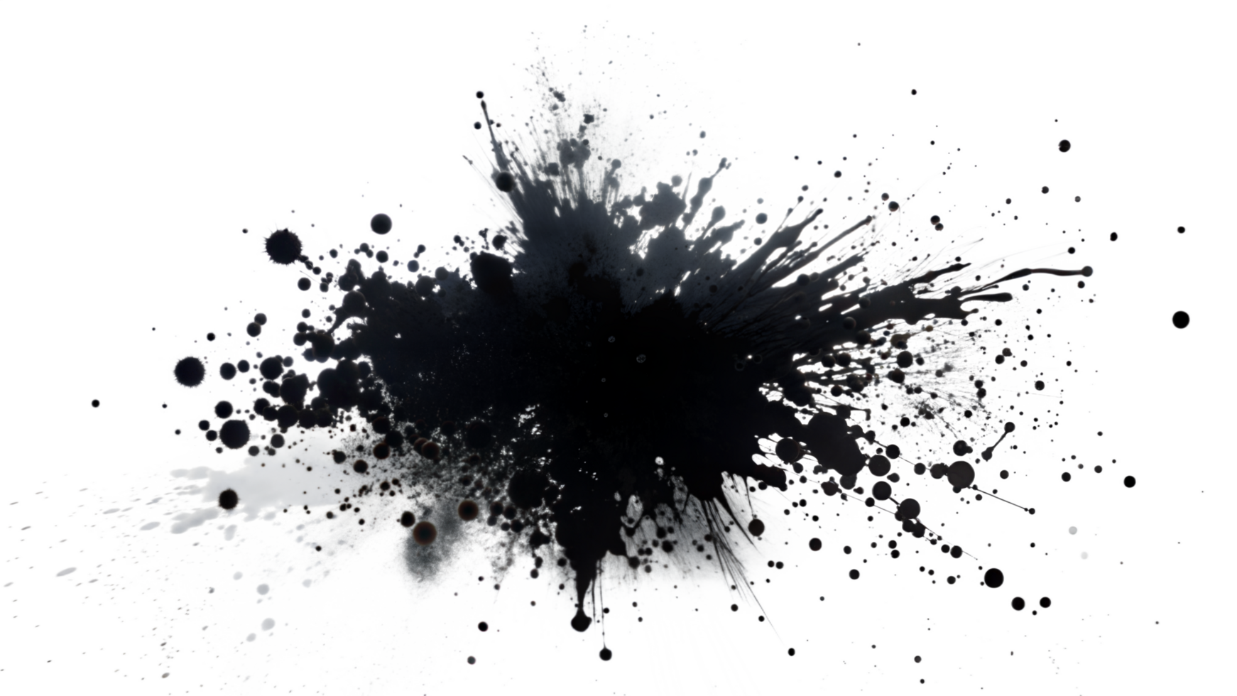 Black paint splash isolated on transparent background png