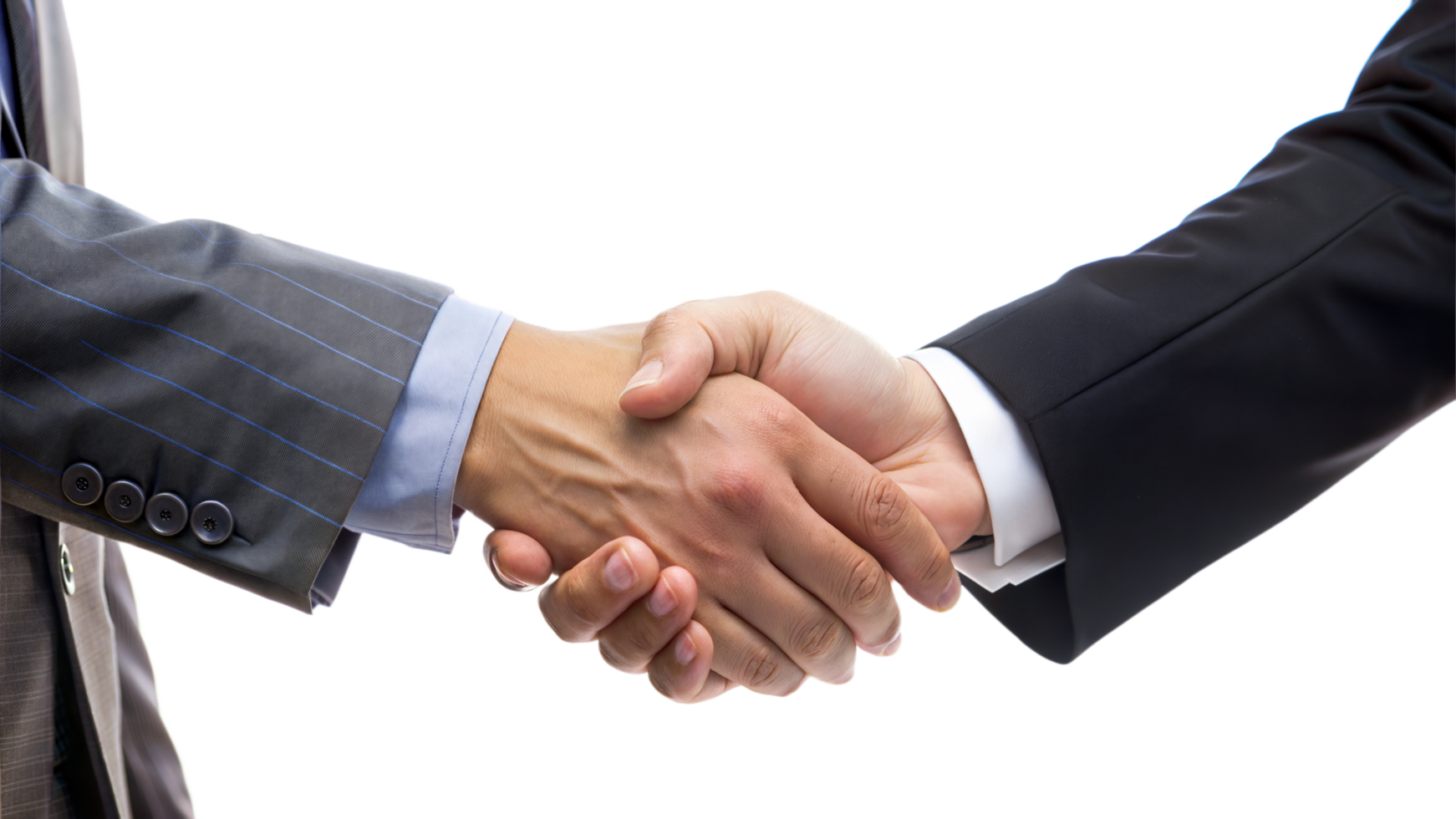 Business handshake closeup isolated on transparent background png
