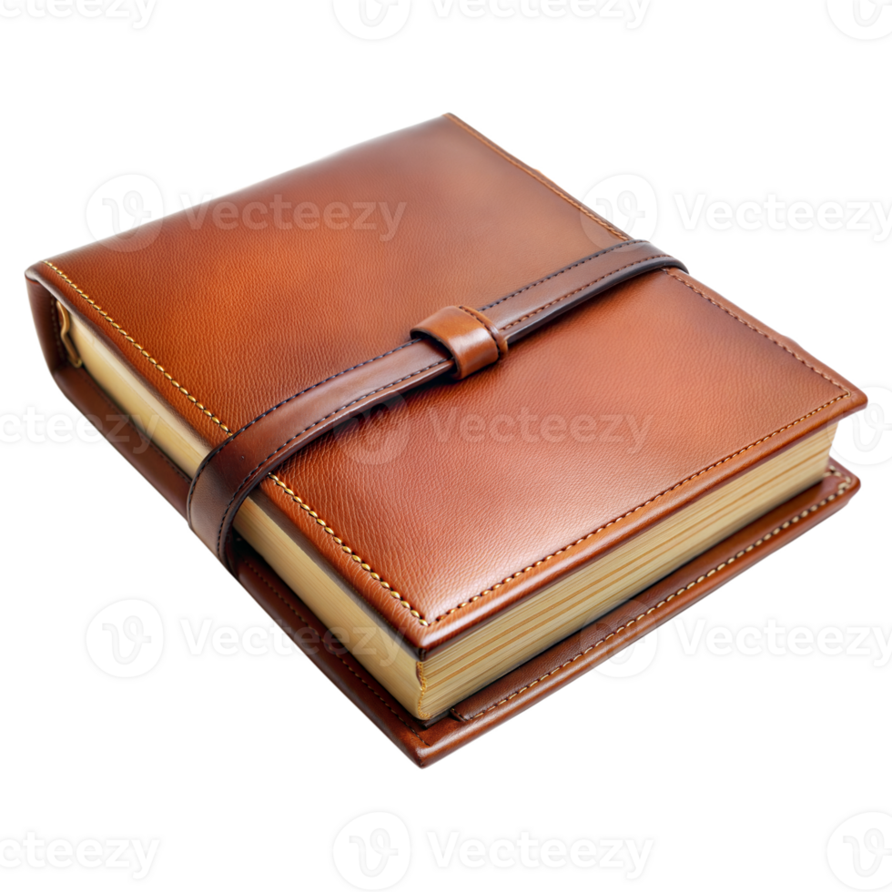 Leather notebook with strap isolated on transparent background png