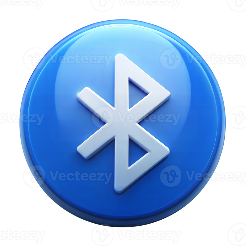 Blue Bluetooth icon on a black background, wireless technology symbol. png