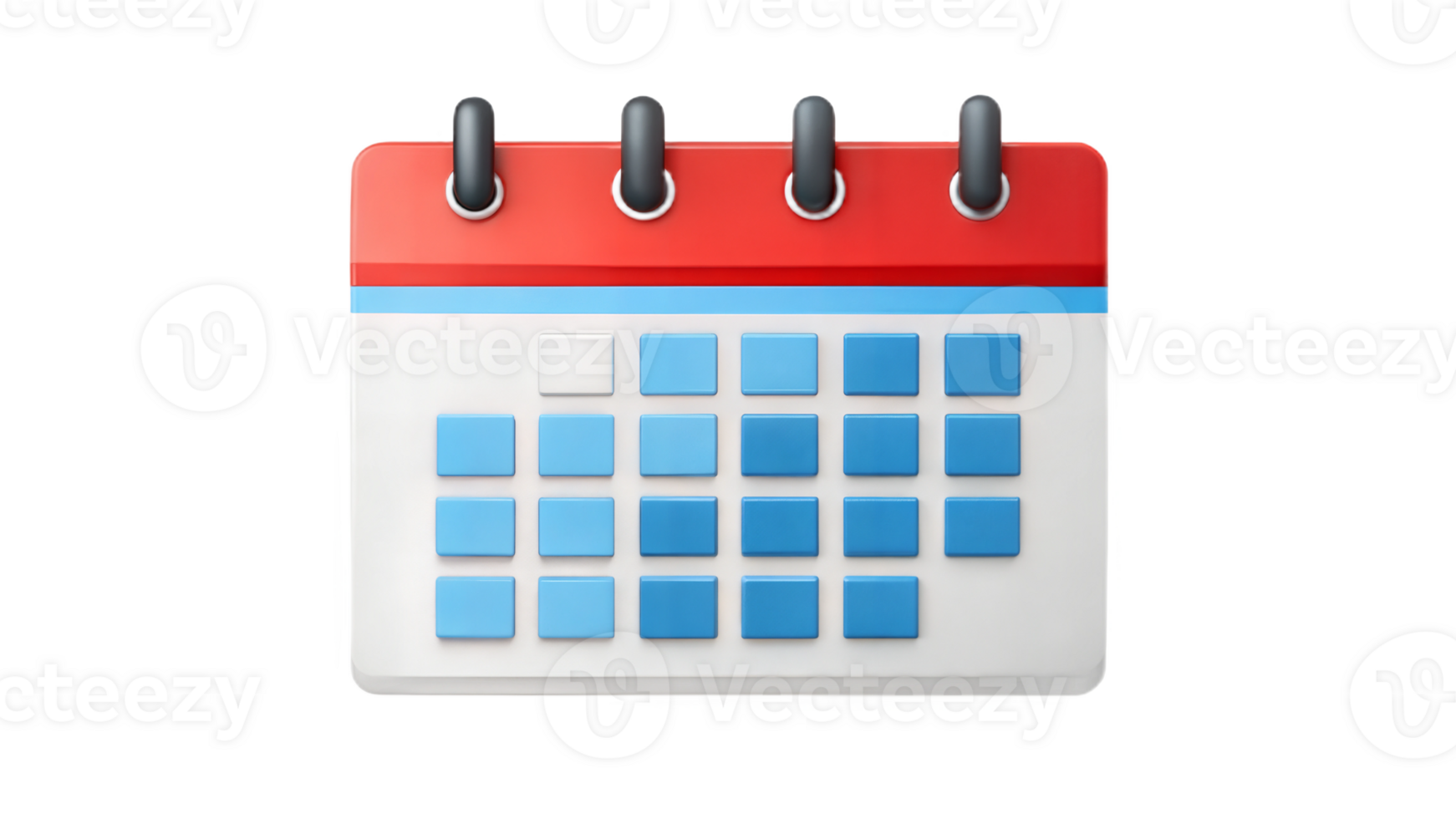 Blue calendar icon with red top on a black background, time and schedule management tool. png