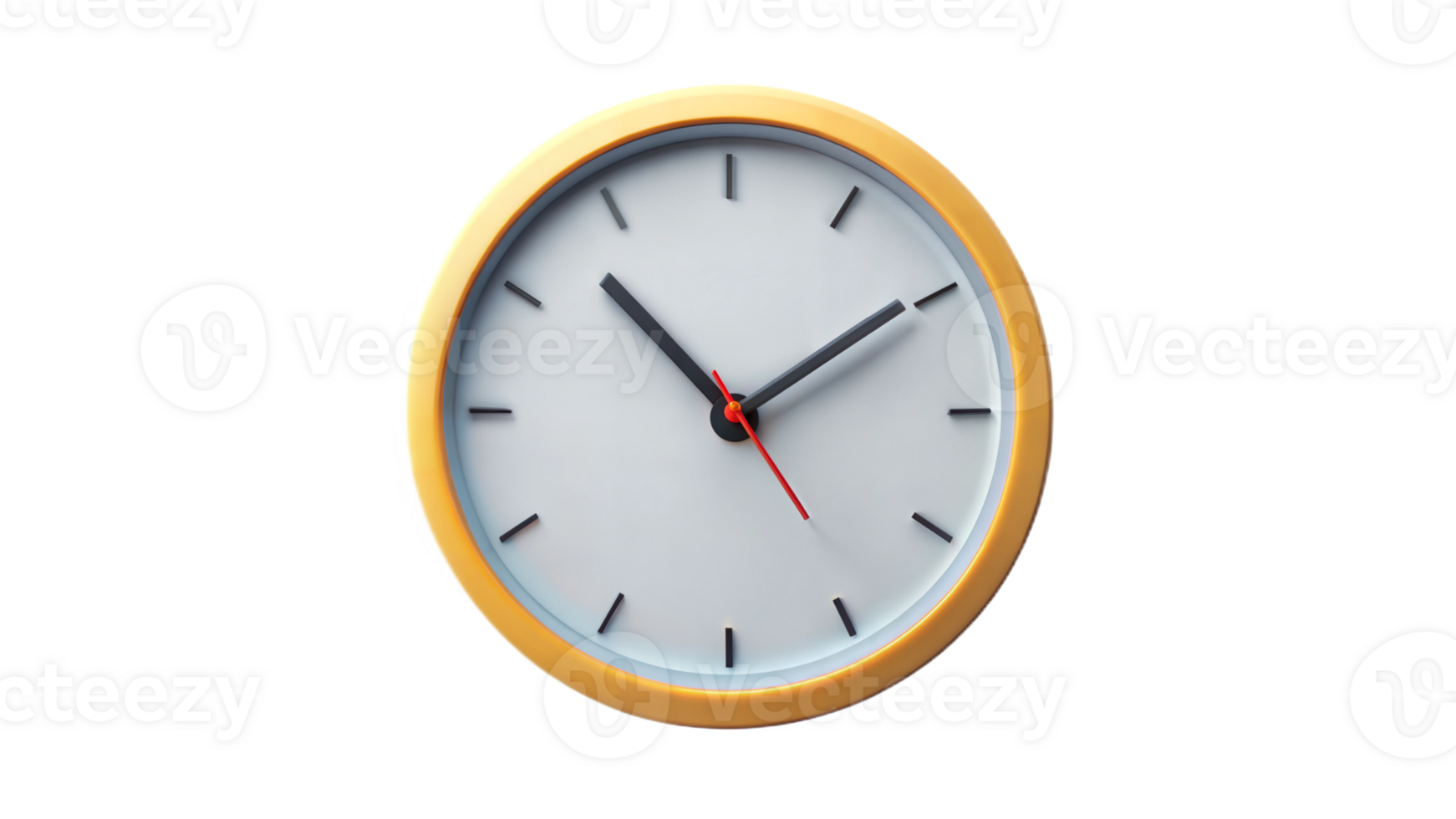 Gold clock icon on a black background, time and punctuality management concept. png