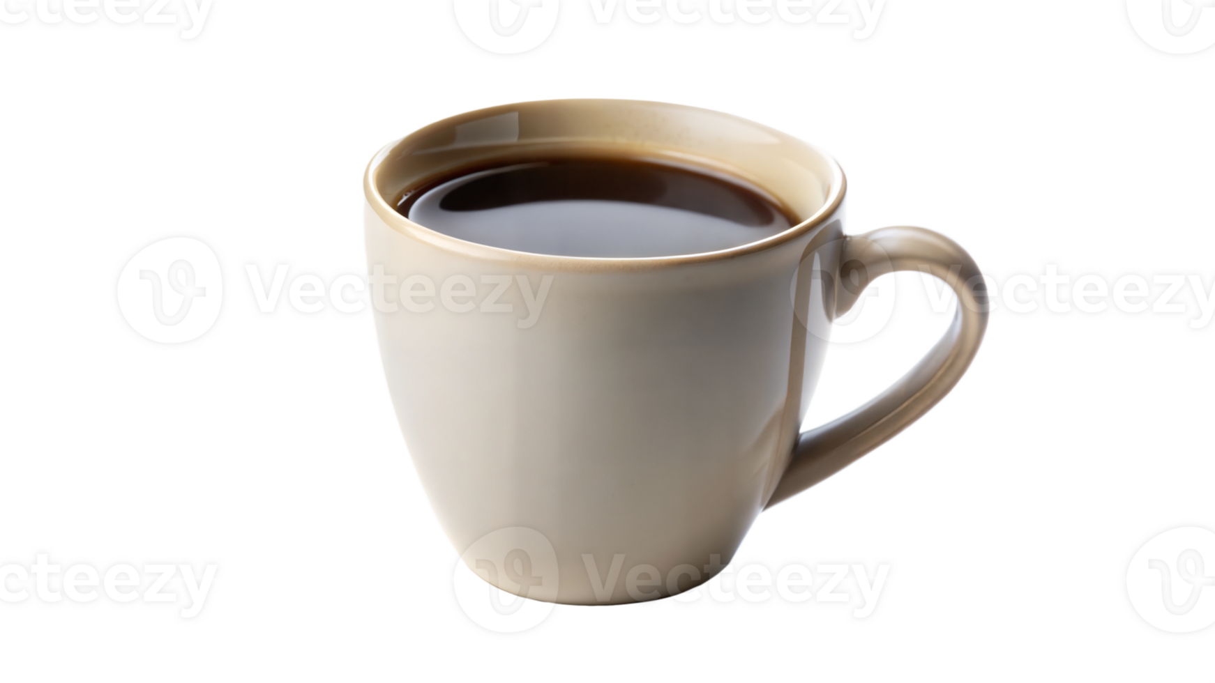 Beige coffee cup filled with black coffee on a black background, beverage and morning refreshment. png