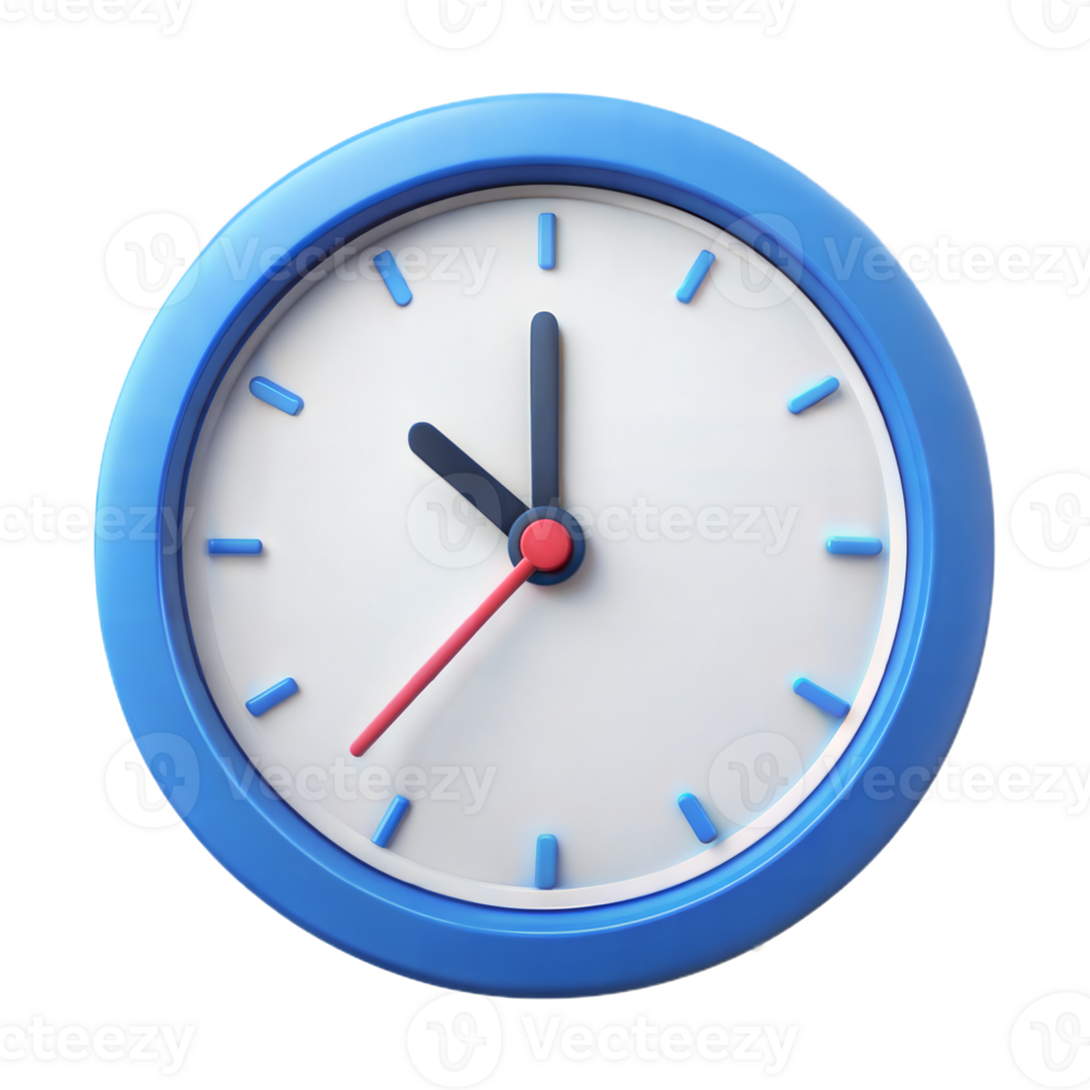 Blue clock icon on a black background, schedule and time management tool. png