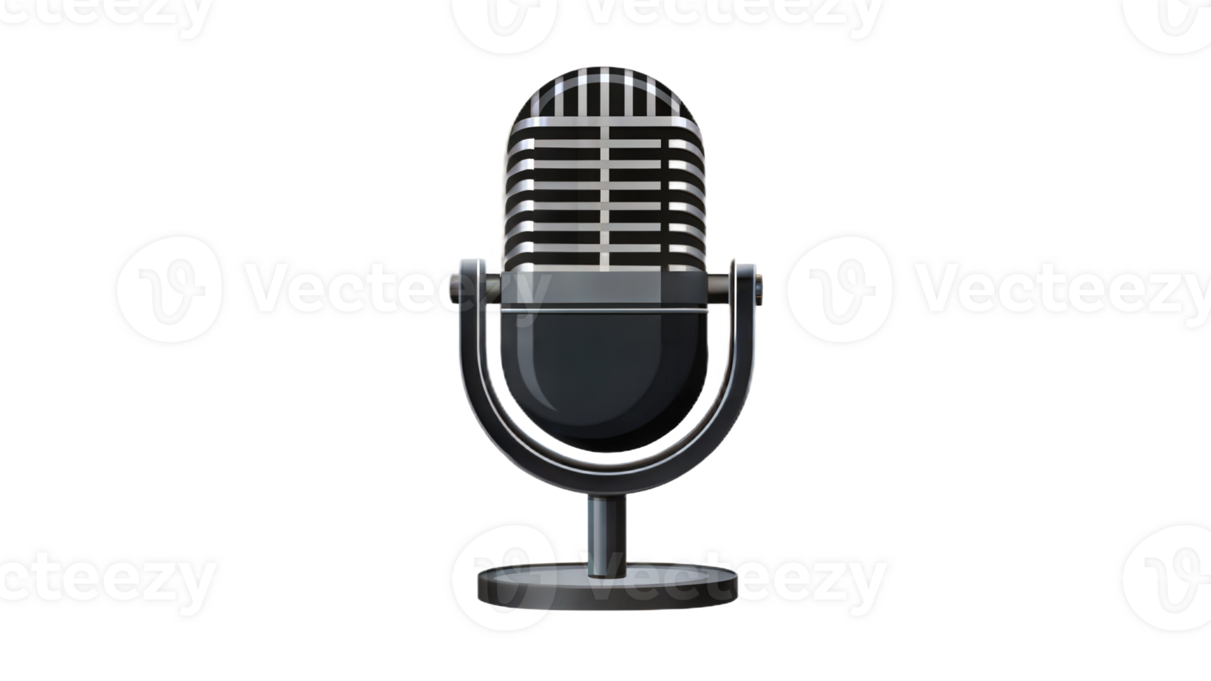 Classic microphone icon on a black background, symbol of broadcasting and sound recording. png