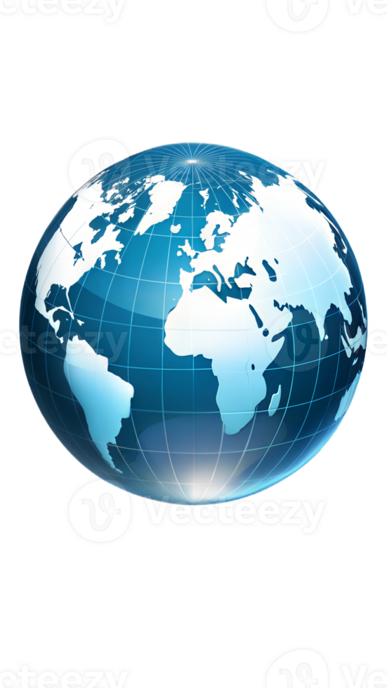 Globe icon on a black background, symbol of global communication and geography. png