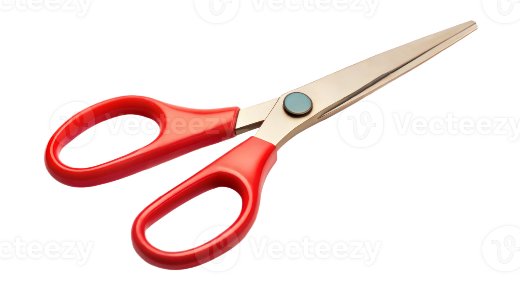 Red handled scissors on a black background, symbol of cutting tools and crafting work. png