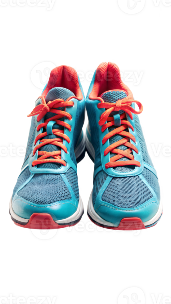 Pair of blue running shoes on a black background, symbol of fitness and sports activity. png