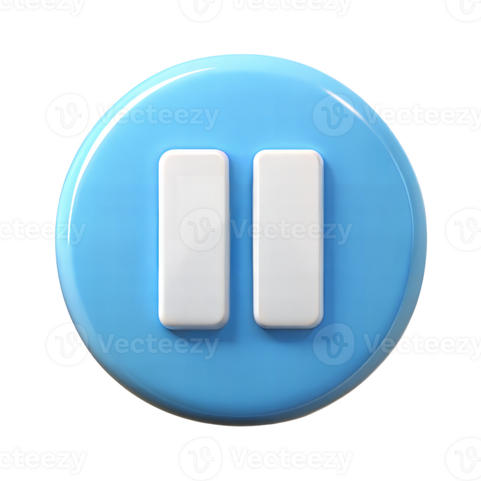 Blue pause button icon on black background, symbolizing media control and functionality. png