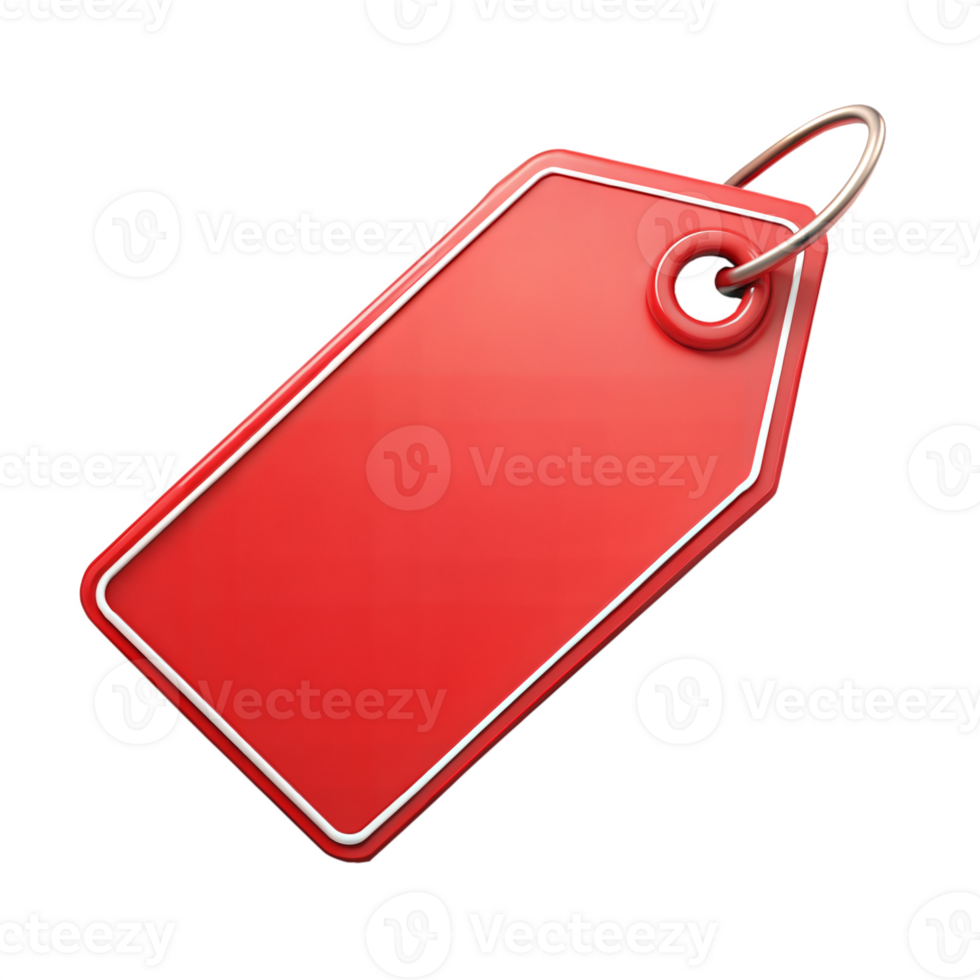 Red price tag icon isolated on black, symbolizing sales, discounts, or pricing information. png