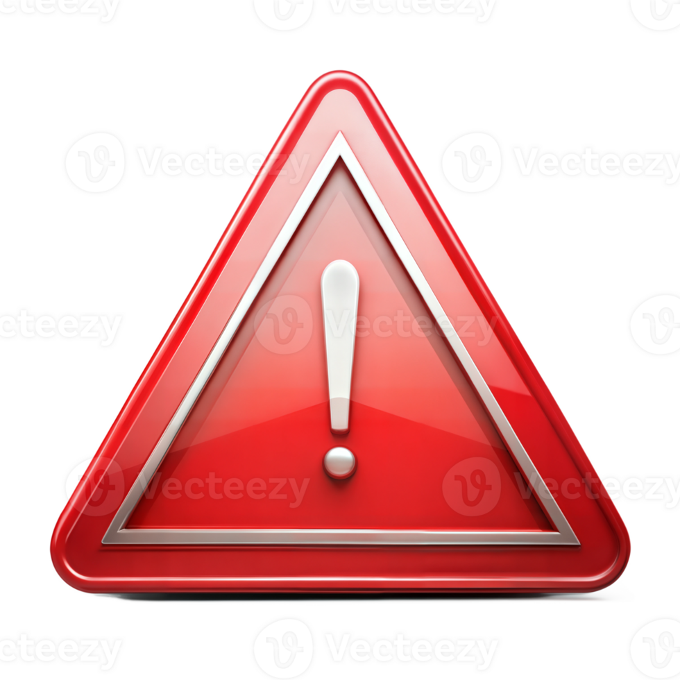 Red warning triangle icon on black background, symbolizing alert and cautionary signs. png