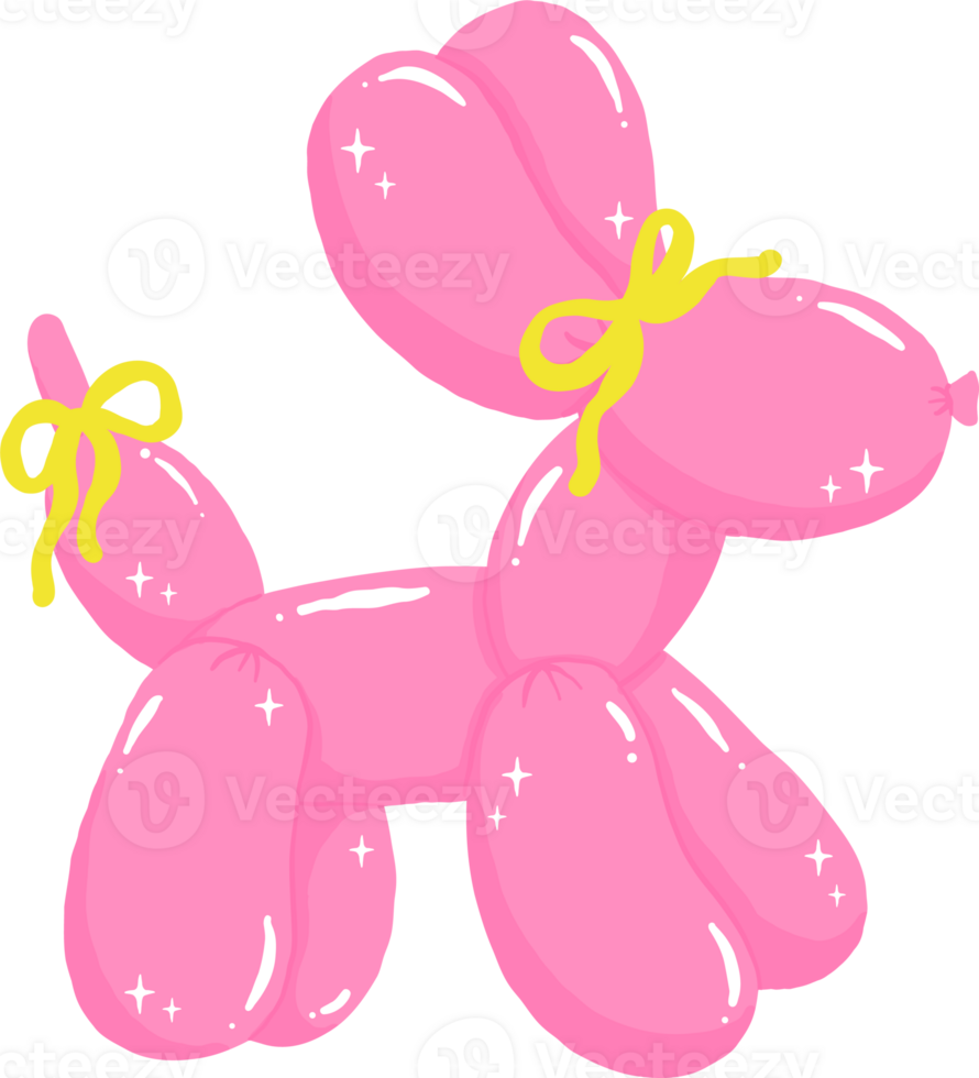 Coquette Balloon Dog Shape liked adorned with Yellow Ribbon Bows png