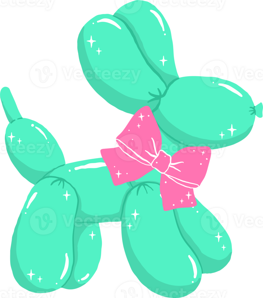 Coquette Mint Balloon Dog Shape liked adorned with Bow png