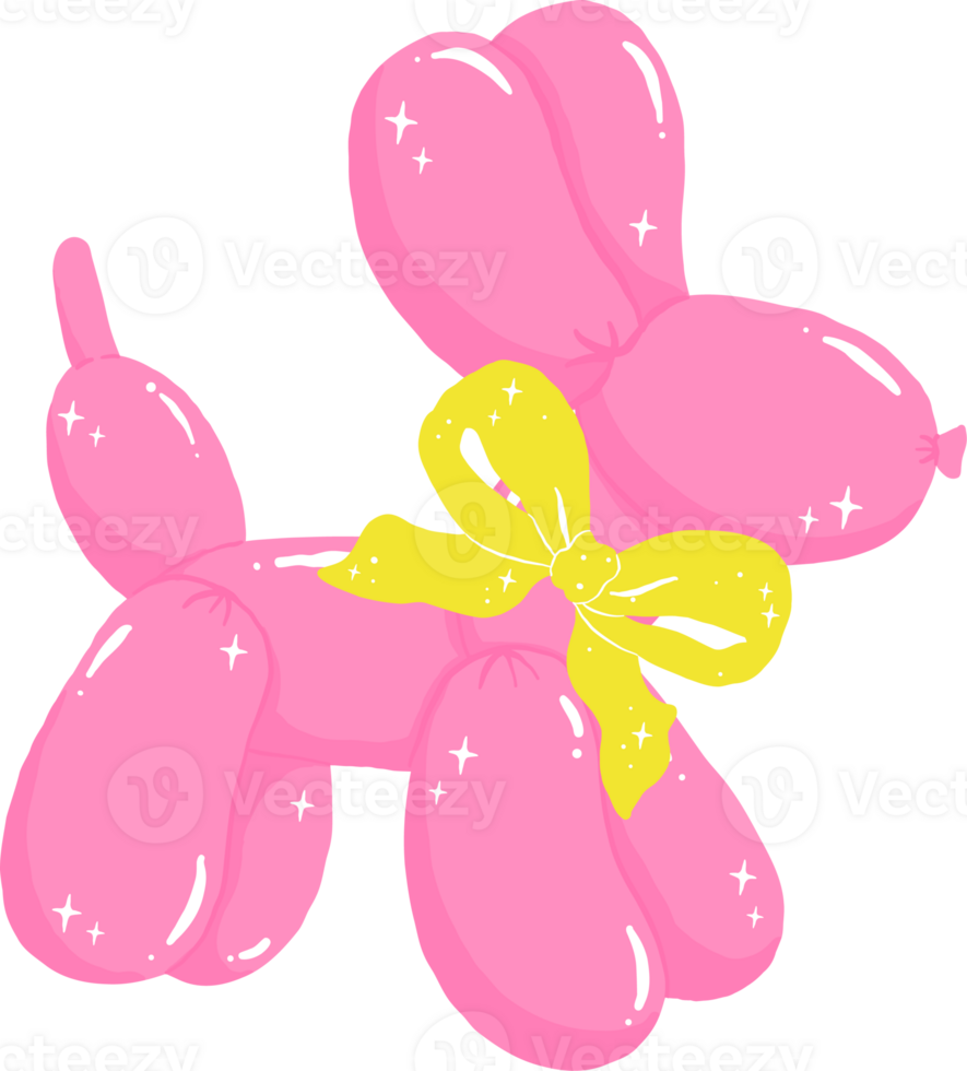 Coquette Groovy Balloon Dog Shape liked adorned with Yellow Bow png