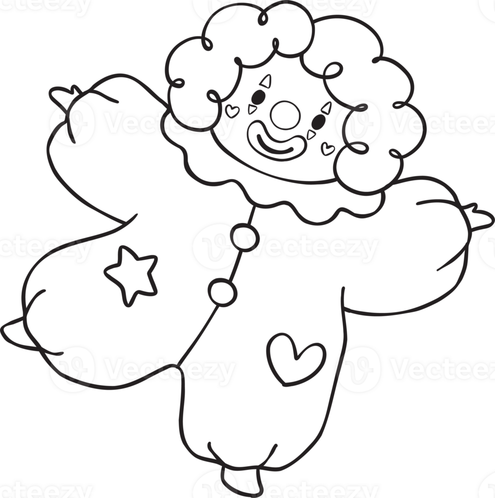 Clown Jumping outline doodle png