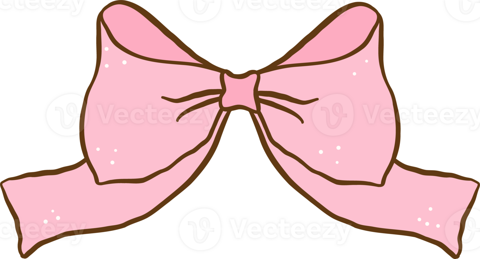 Playful Coquette Pink Cheer Bow Decorative Doodle Hand Drawn png