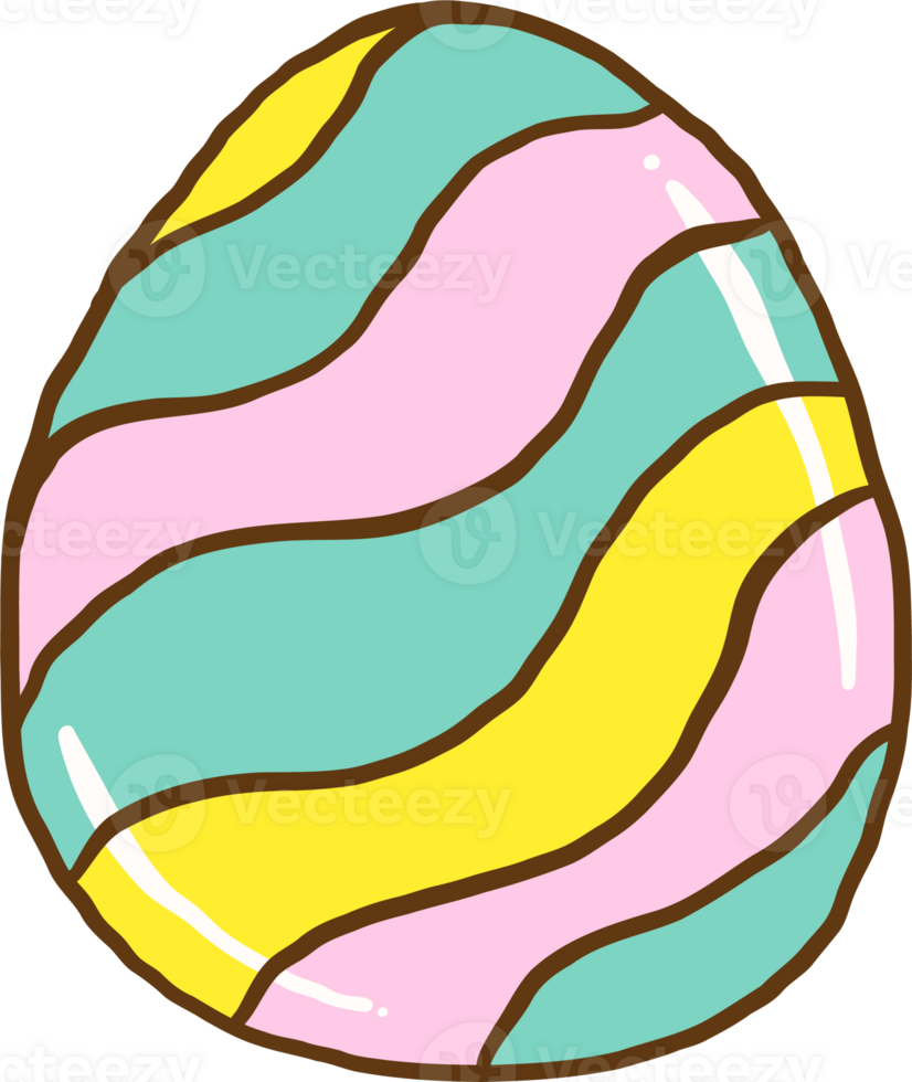 Groovy Easter Egg Pastel Doodle Hand Drawn png
