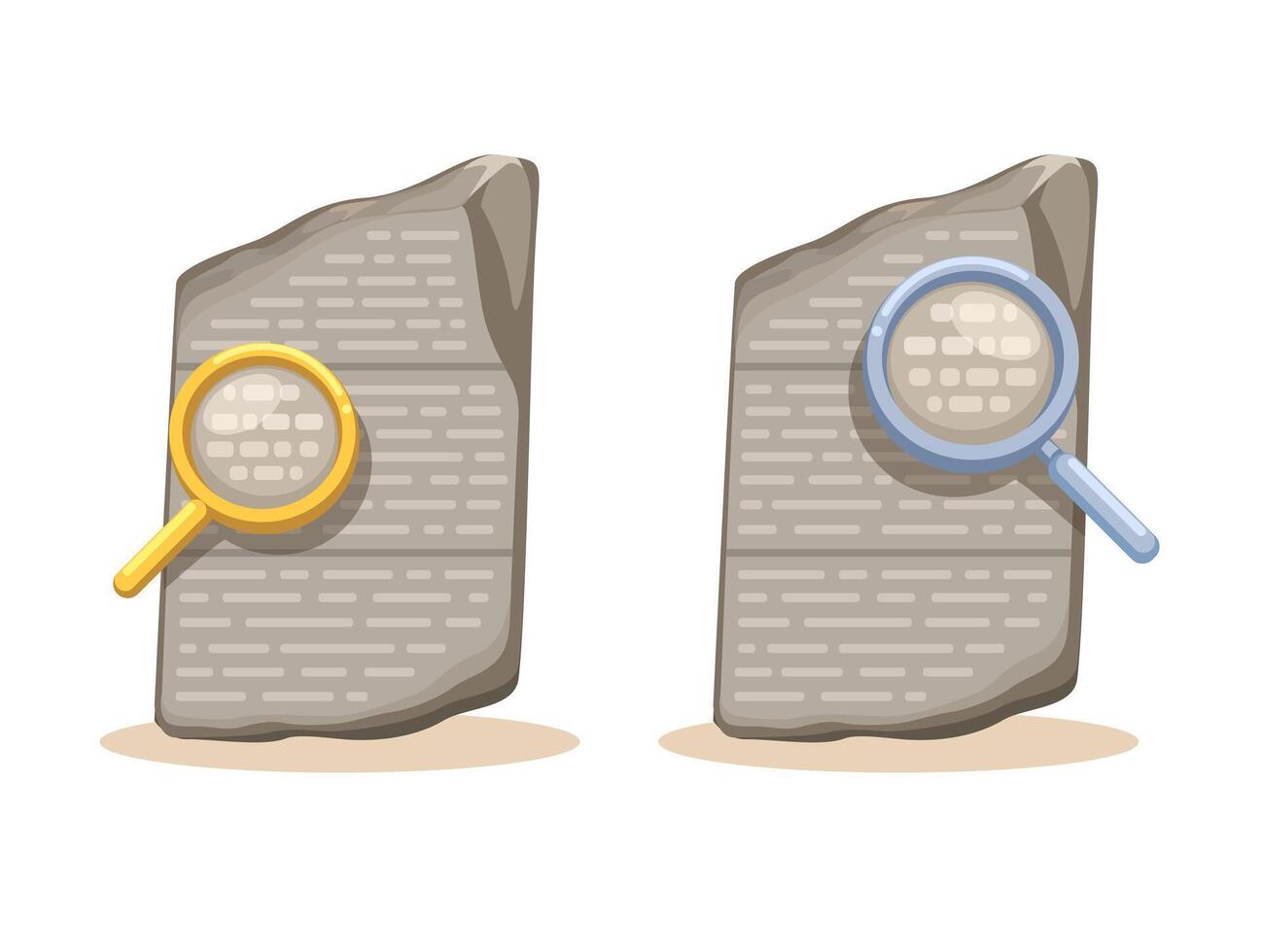 Rosetta Stone with Magnifying Glass Symbol Set Illustration vector