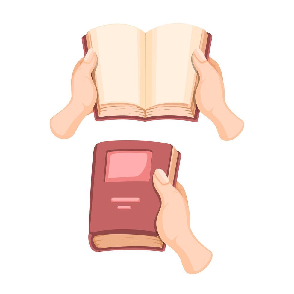 Hand Holding Book Set Illustration vector
