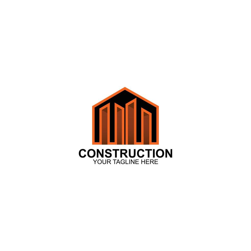 letter m logo icon for construction or building with creative illustration vector