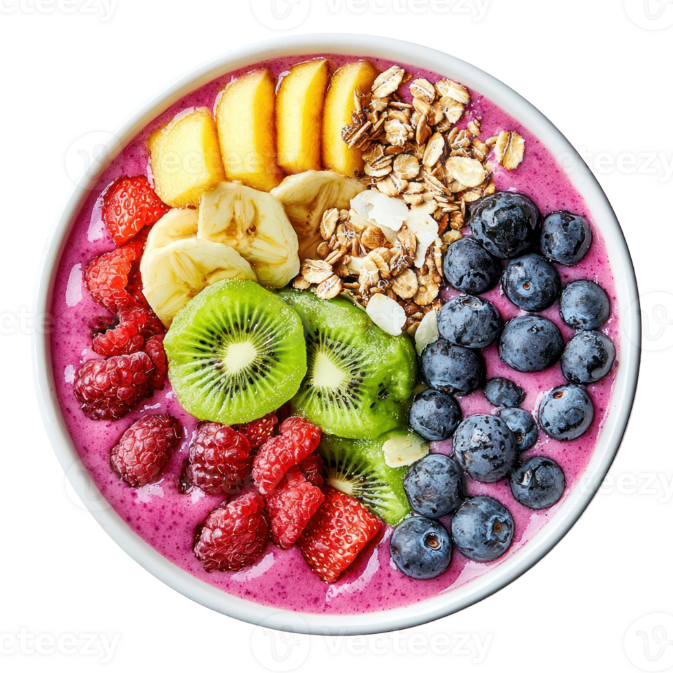 Smoothie Bowl top view isolate on transparent background png