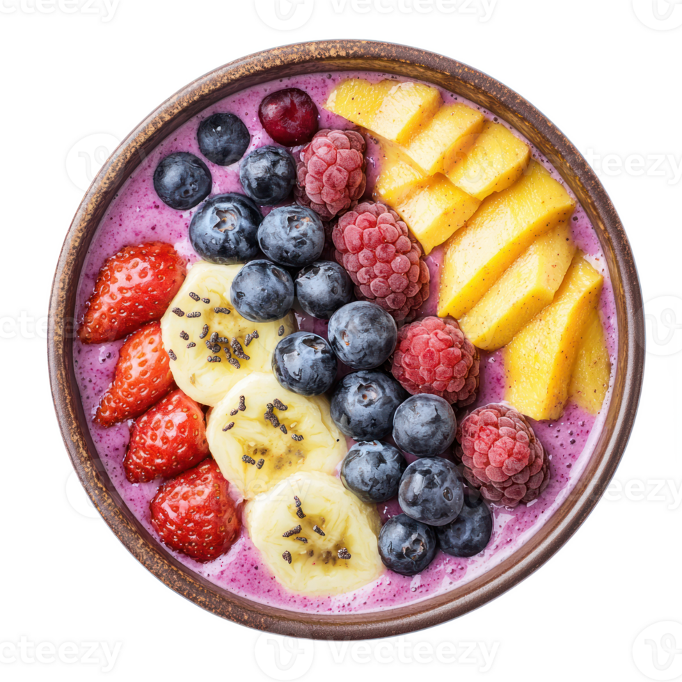 fresh fruit smoothie bowl isolate on transparent background png