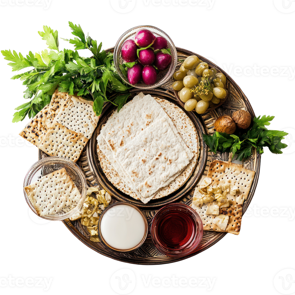 passover matzah, wine, olives, grapes isolate on transparent background png