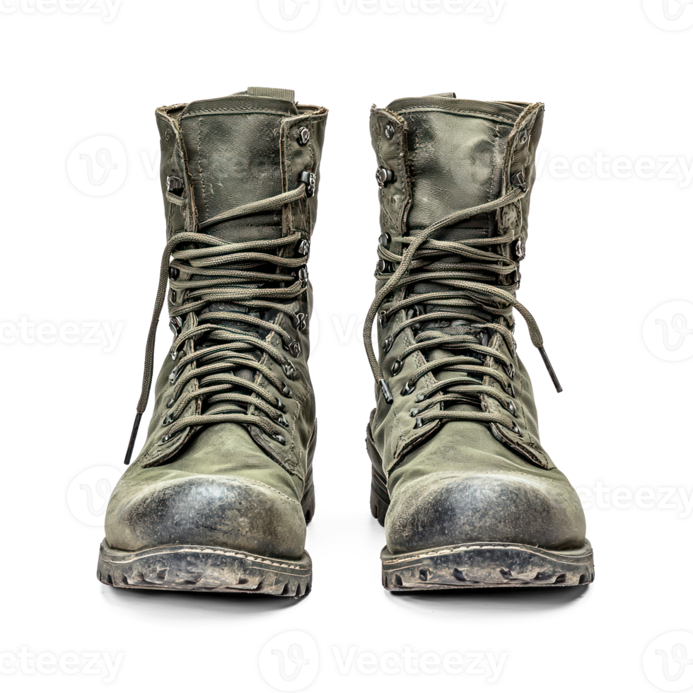 military combat boots isolate on transparent background png