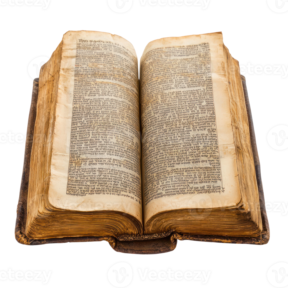 Torah jewish book open top view isolate on transparent background png